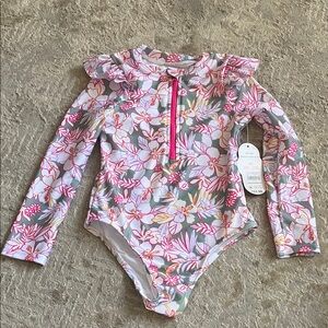 Floral Long Sleeve Kids Swimsuit